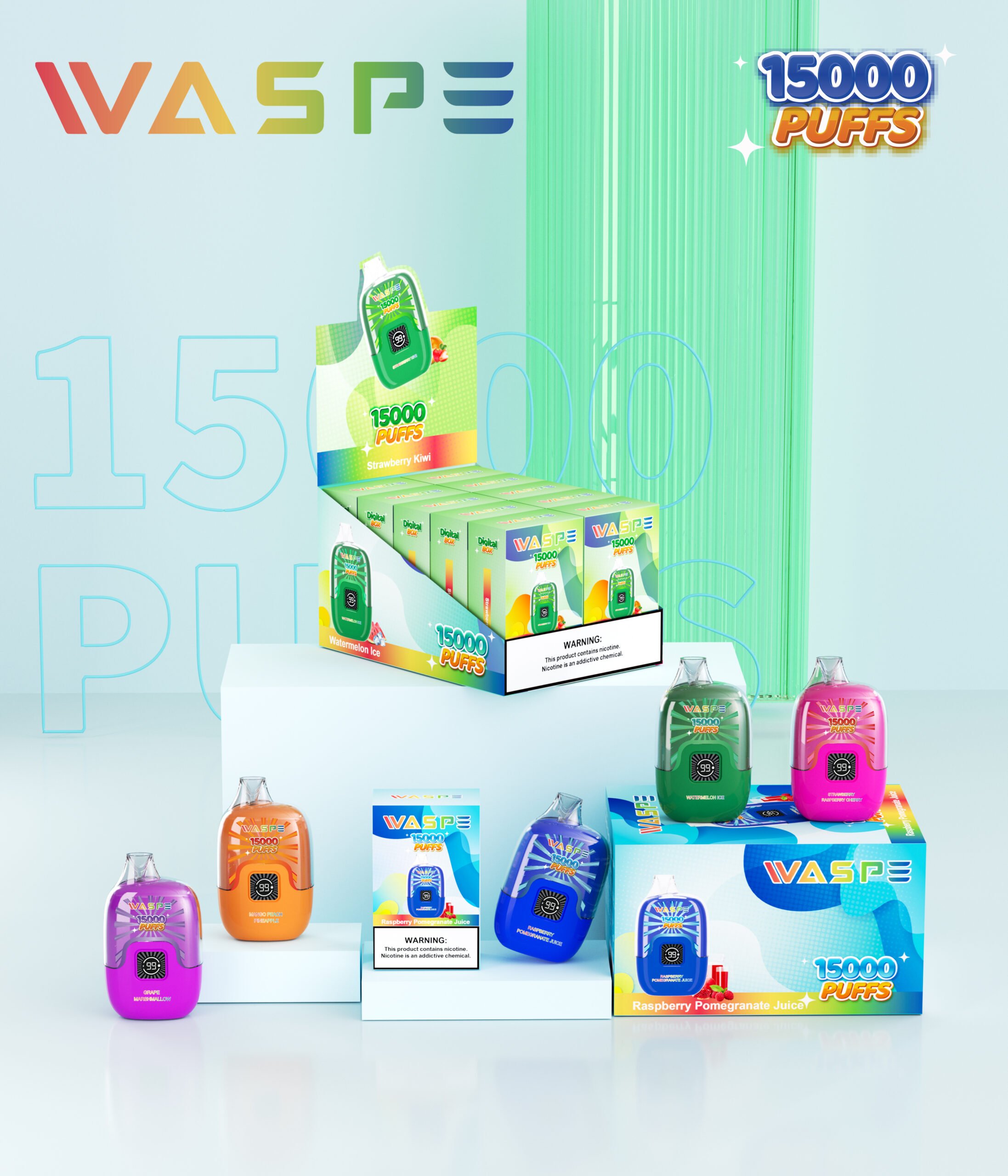 WASPE 15000 PUFFS Caja Digital 0% 2% 3% 5% Vape Desechable con Nicotina al por Mayor - WhizVape - 6