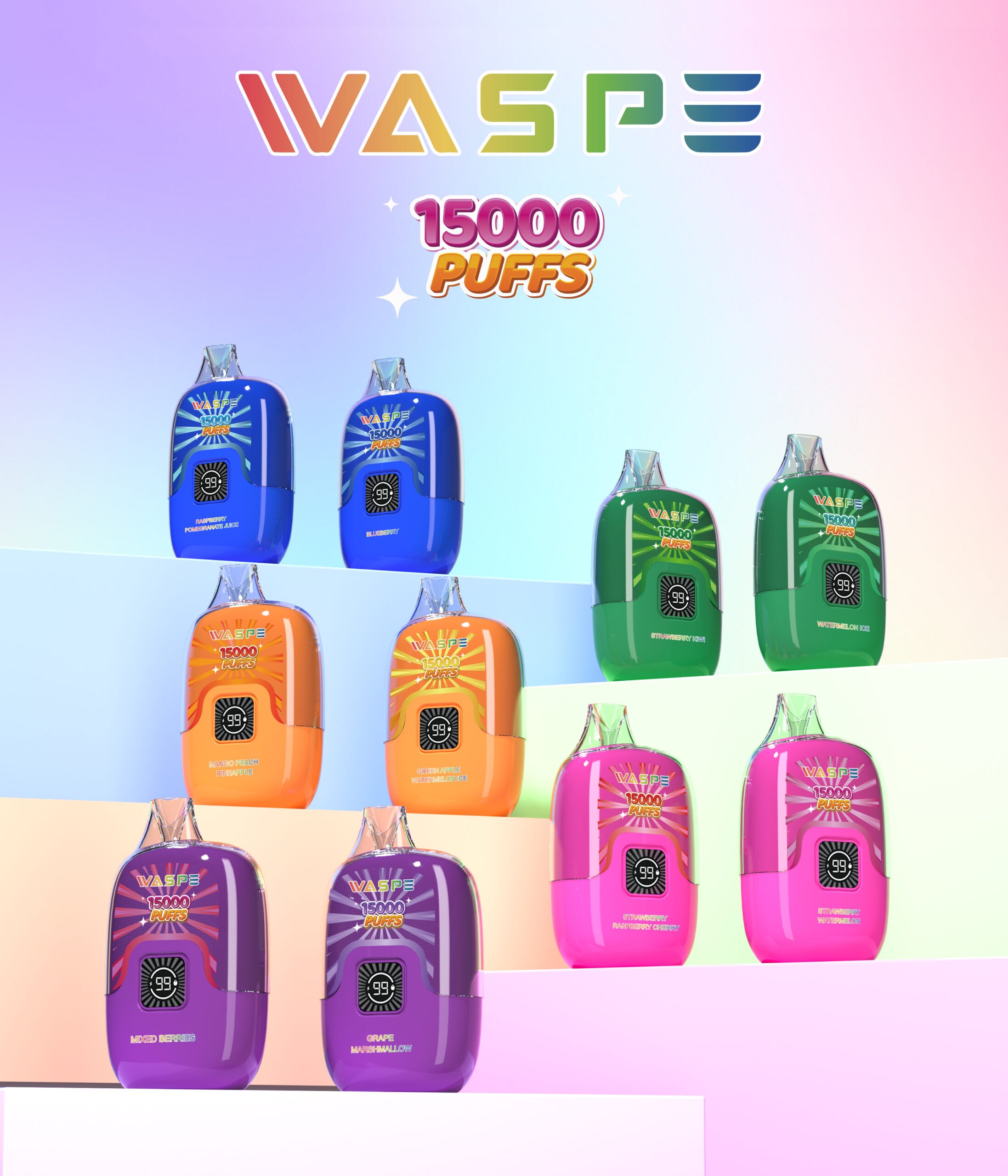 WASPE 15000 PUFFS Caja Digital 0% 2% 3% 5% Vape Desechable con Nicotina al por Mayor - WhizVape - 7