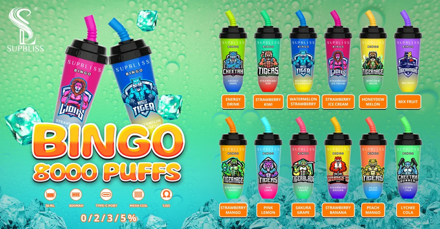 RandM Supbliss Bingo 8000 затяжек 0% 2% 3% 5% Низкое содержание никотина оптовая покупка перезаряжаемые одноразовые вейп-пены оптом