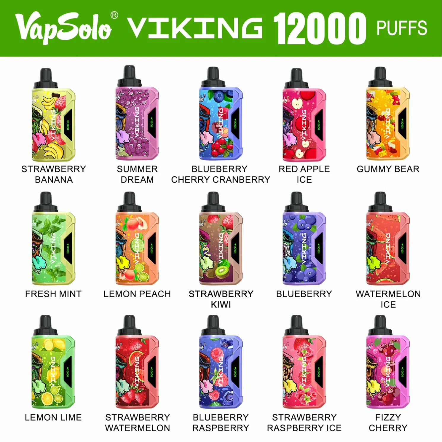VapSolo Viking 12000 Puffs 2% 5% Vapes de Baja Nicotina Recargables Desechables Pen Compra al Por Mayor al Por Mayor