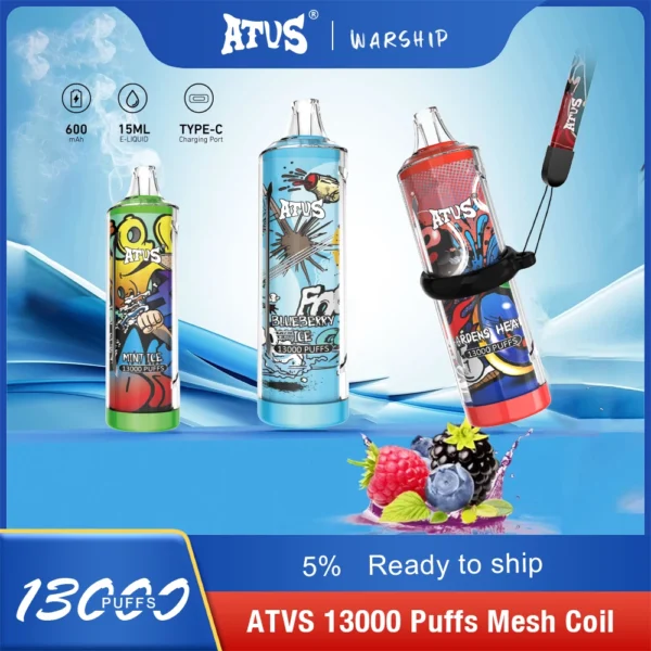 Atvs 13000 Puffs 5% Oplaadbare wegwerp-vapes-pen met laag nicotinegehalte, bulk kopen groothandel - WhizVape - 1